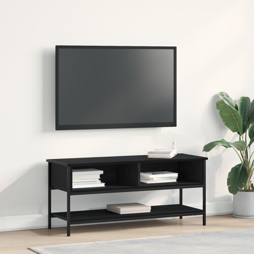 vidaXL TV ormarić Crna hrast 100x35x45 cm Konstruirano drvo i čelik