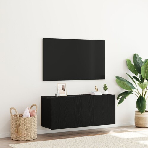 vidaXL TV Zidna Kancelarija Crni Hrast 100x30x41 cm Konstruirano Drvo