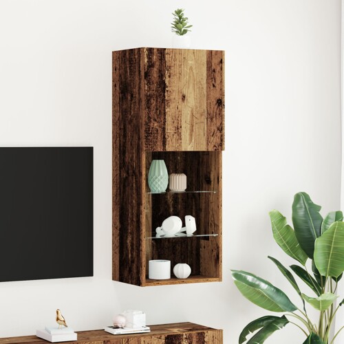 vidaXL TV Kredenac s LED Osvjetljenjem Stari Drvo 40,5x30x102 cm