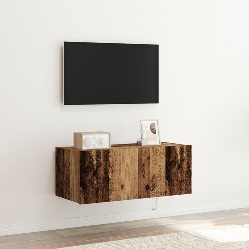 vidaXL TV ormarić sa LED svjetlima Stari drvo 80x35x31 cm