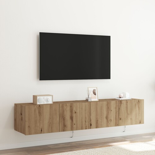 vidaXL TV zidni ormarići s LED svjetlima 2 kom Artisan hrast 80x35x31 cm