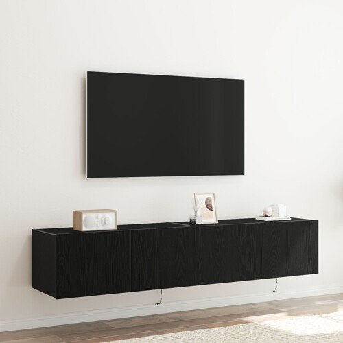 vidaXL TV zidni ormari s LED svjetlima 2 kom Crni hrast 80x35x31 cm