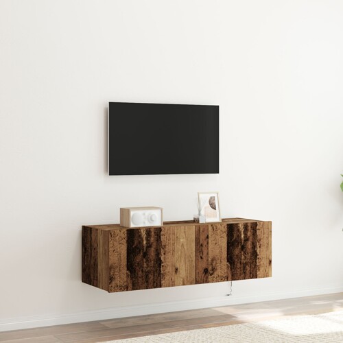 vidaXL TV zidna komoda s LED svjetlima staro drvo 100x35x31 cm