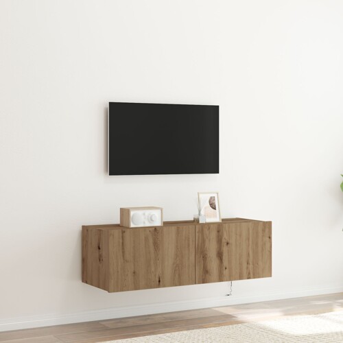 vidaXL TV zidna ormar s LED svjetlima Artisan hrast 100x35x31 cm