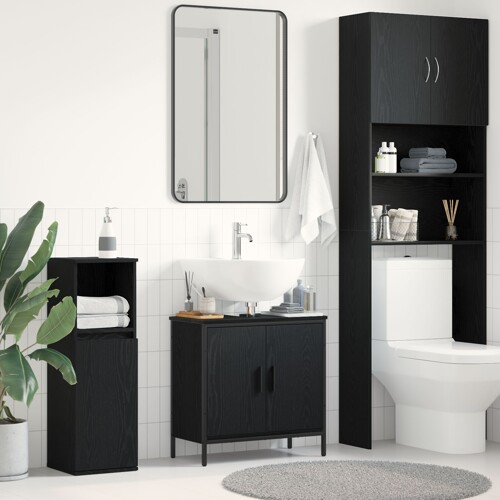 vidaXL Kabinet za umivaonik u kupaonici Crni hrast 60x30x60 cm Konstruirano d...