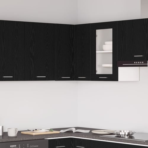vidaXL Kutni ormar - Crni hrast - 57x57x60 cm - Napravljen od konstruiranog d...