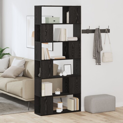 vidaXL Polica za knjige Crni hrast 80x24x186 cm Konstruirano drvo