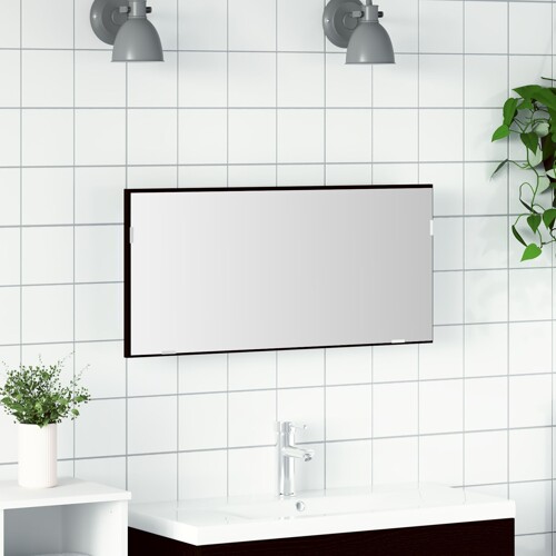 vidaXL Ogledalo za kupaonicu s LED svjetlom Crni hrast 80x37 cm