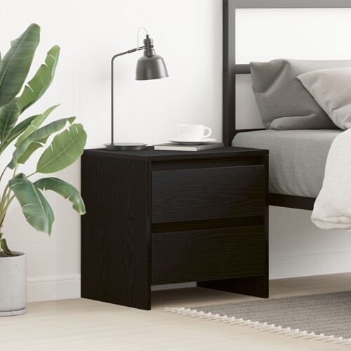 vidaXL Noćni ormarić Crna Hrast 45x34x44,5 cm Inženjerski drvo