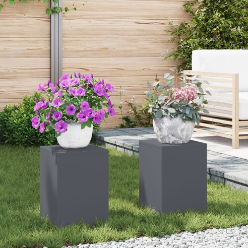 vidaXL Vanjski Stalak za Biljke Stup 2 kom Antracit 24x24x35 cm Čelik