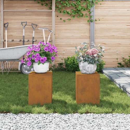 vidaXL Vanjski stalci za biljke stup 2 kom 24x24x35 cm Čelična otporna na v...