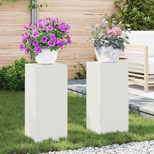 vidaXL Stalak za biljke na otvorenom Stup 2 komada Bijela 24x24x55 cm Čelik