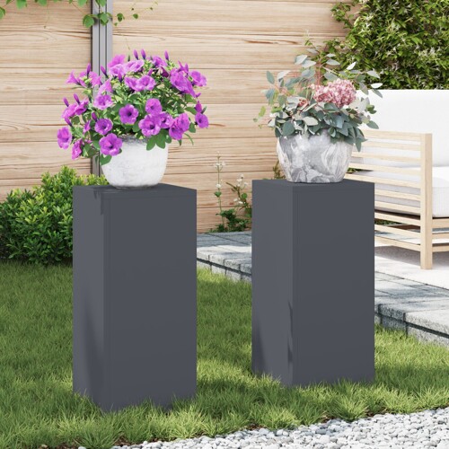 vidaXL Vanjski Stalci za Biljke Stup 2 kom Antracit 24x24x55 cm Čelik