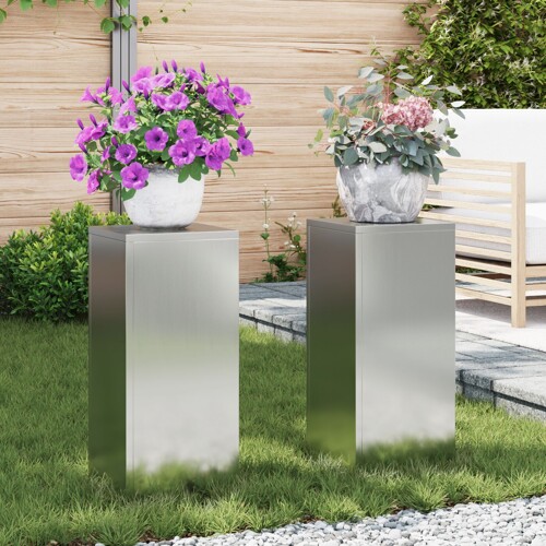 vidaXL Vanjski Stativi za Biljke Stup 2 kom 24x24x55 cm Galvanizirani Čelik