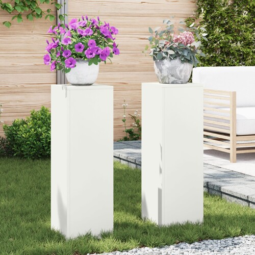 vidaXL Vanjski Stalak za Biljke Stup 2 kom Bijela 24x24x75 cm Čelik
