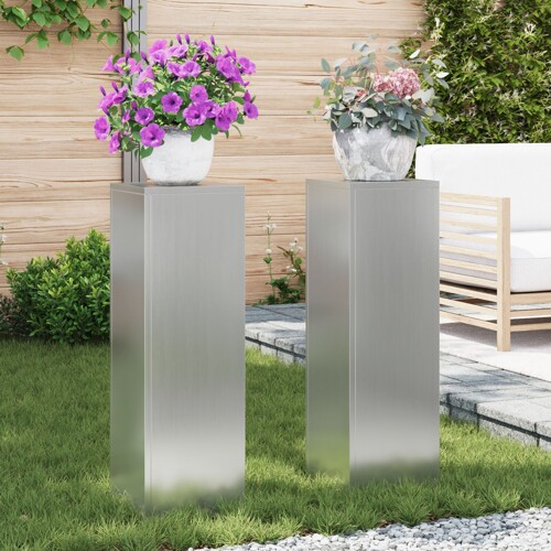 vidaXL Vanjski Stalak za Biljke Stup 2 kom 24x24x75 cm Galvanizirani Čelik