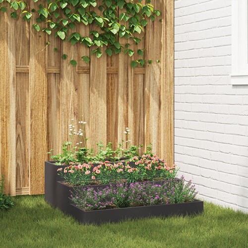 vidaXL Vrtlarska posuda 3-nivoa 90x90x35 cm Crni čelik