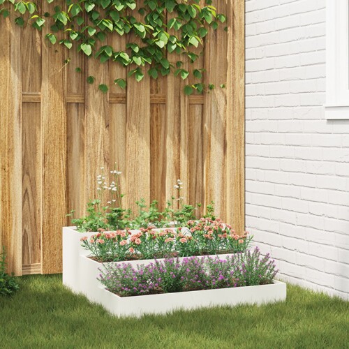 vidaXL Vrtni saksija 3-nivoa 90x90x35 cm Bijeli čelik