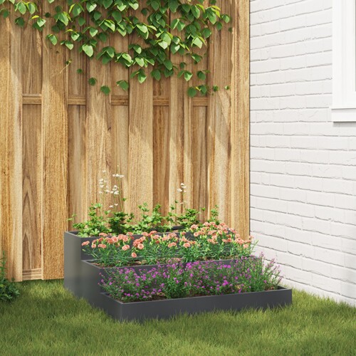 vidaXL Vrtna sadilica 3-nivoa 90x90x35 cm Antracit čelik