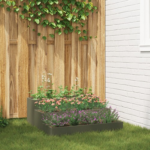 vidaXL Vrtna saksija 3-nivoa 90x90x35 cm Maslinasto zelena čelik