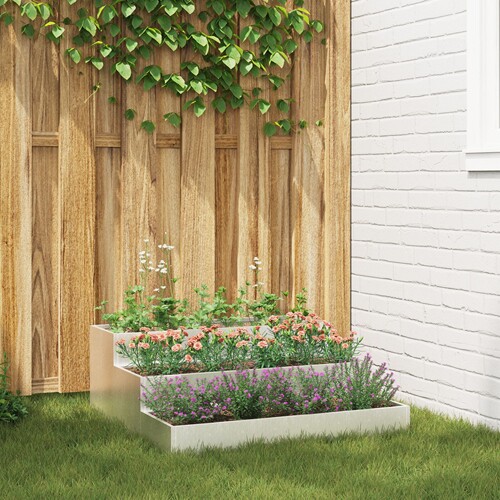 vidaXL Vrtna sakSenica 3-nivoa 90x90x35 cm Nehrđajući čelik