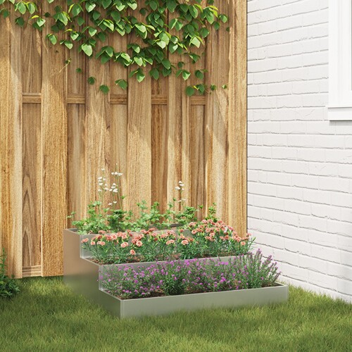 vidaXL Vrtna saksija 3 nivoa 90x90x35 cm Galvanizirani čelik
