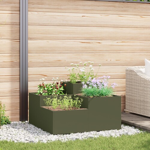 vidaXL Vrtni sanduk 80x80x48 cm Maslinasto zelena Čelik
