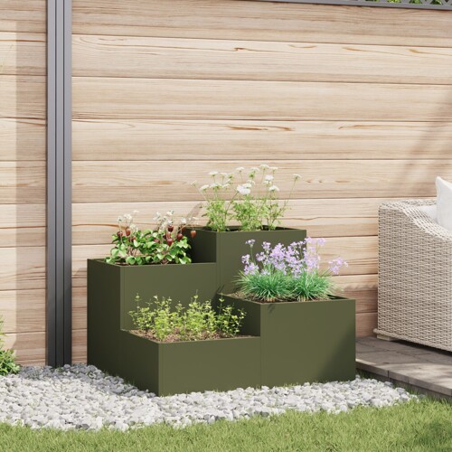 vidaXL Vrtna sadilica 80x80x60 cm Maslinasto zelena Čelik