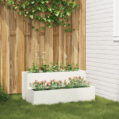 vidaXL Vrtni Sadič 2-nivoa 100x60x45 cm Bijeli Čelik