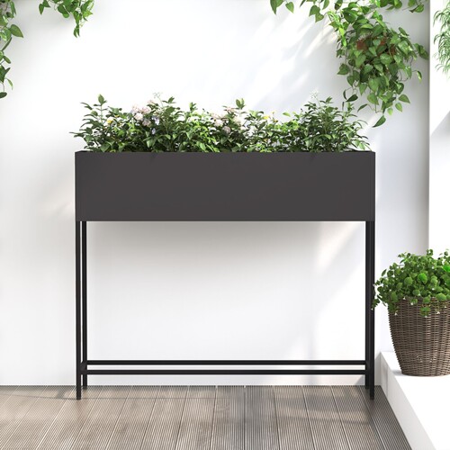 vidaXL Povišeni Vrtni Sadič 100x26x82 cm Crni Čelik