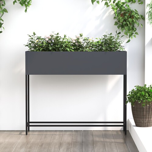 vidaXL Povišeni vrtni saksija 100x26x82 cm Antracit Čelik