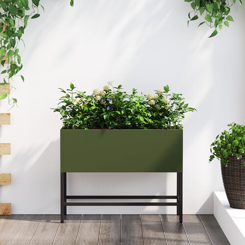 vidaXL Podignuti gredica za vrt 60x26x45 cm Maslinasta čelik
