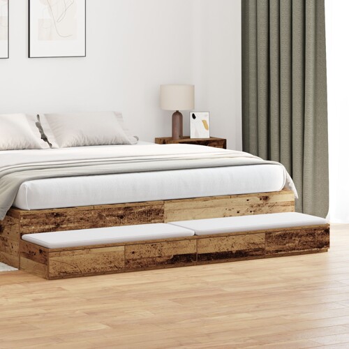 vidaXL Ladice za krevet Staru drvo 200x36,5x16,5 cm Inženjersko drvo