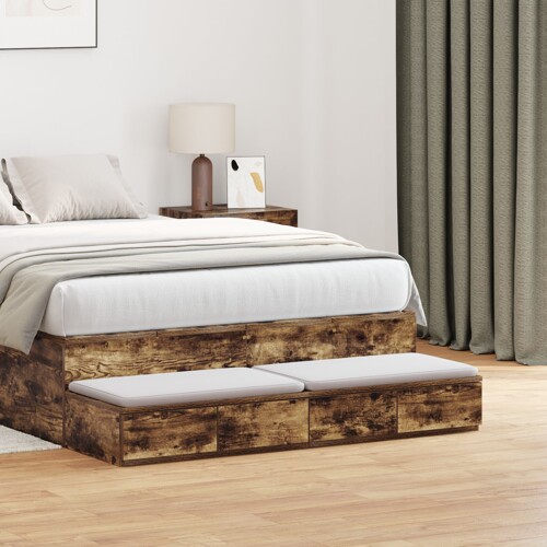 vidaXL Ladice za krevet Dimljenog hrasta 120x36,5x16,5 cm Konstruirano drvo