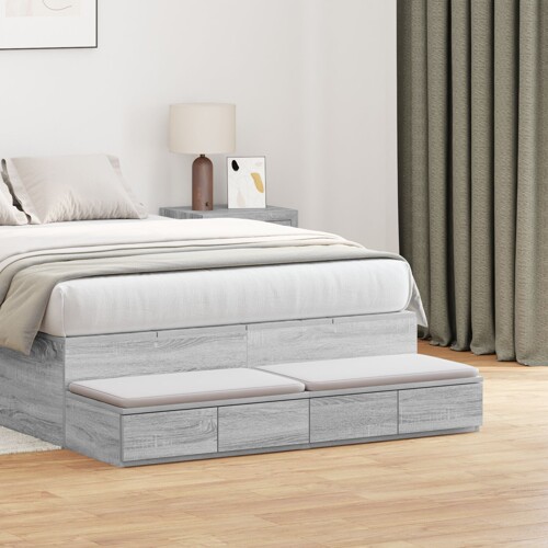 vidaXL Krevet s ladicama Siva Sonoma 120x36,5x16,5 cm Konstruirano drvo