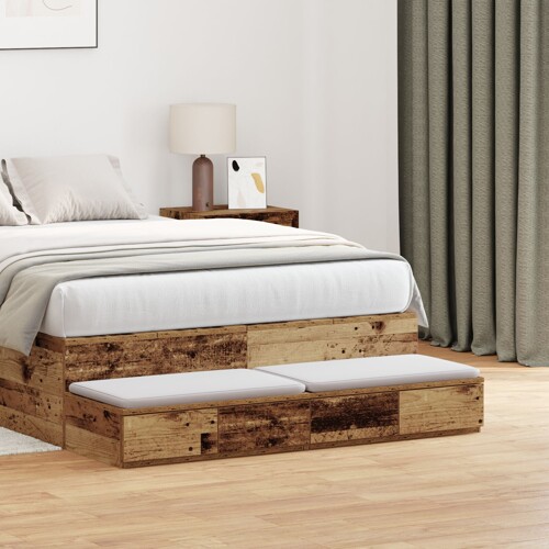 vidaXL Ladice za krevet Stari drvo 120x36,5x16,5 cm Inženjerski drvo