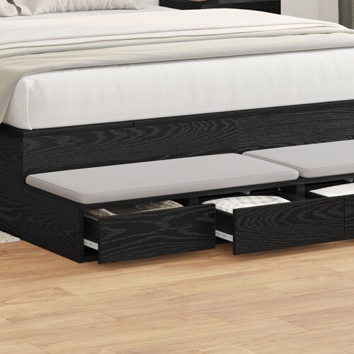 vidaXL Crne ladice za krevet 140x36,5x16,5 cm od konstruiranog drva