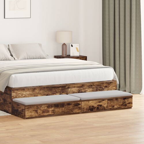 vidaXL ladice za krevet - dimnjeni hrast 150x36,5x16,5 cm - konstruirano drvo