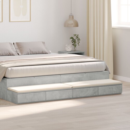 vidaXL Ladice za Krevet Betonska Siva 180x36,5x16,5 cm Konstruirano drvo