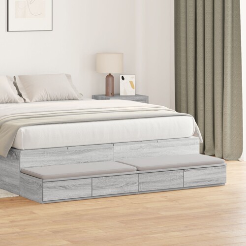 vidaXL Ladice za krevet Siva Sonoma 135x36,5x16,5 cm Drvo iverica