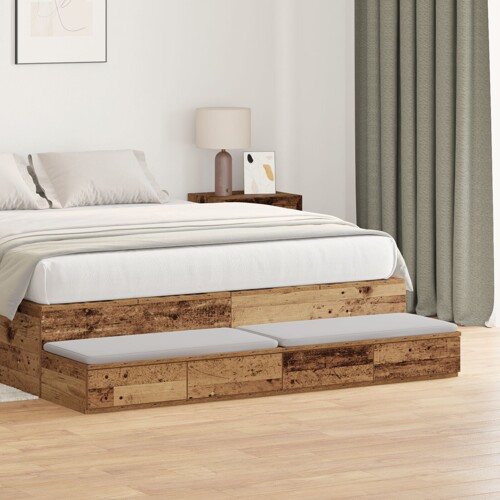 vidaXL Ladice za krevet Stari drvo 135x36,5x16,5 cm Inženjersko drvo