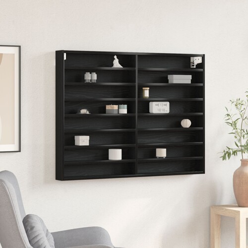 vidaXL Vitrine kabinet Crni hrast 100x8,5x75 cm Konstruirano drvo