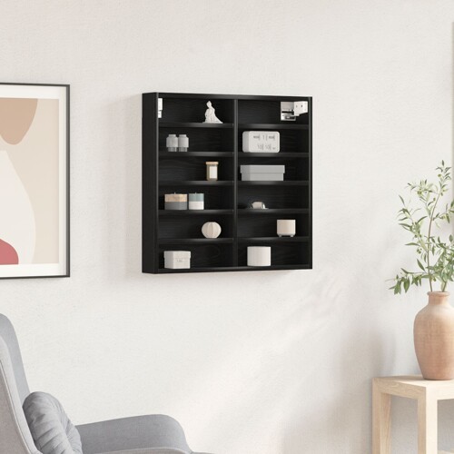 vidaXL Vitrine Kabinet Crni Hrast 60x8,5x58 cm Konstruirano drvo