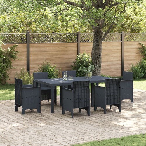 vidaXL Stol za vrt Antracit 200x100x73 cm Poli Ratan