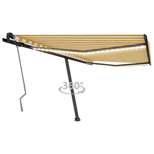 vidaXL Tenda na ručno uvlačenje s LED svjetlima 450x350 cm žuto-bijela