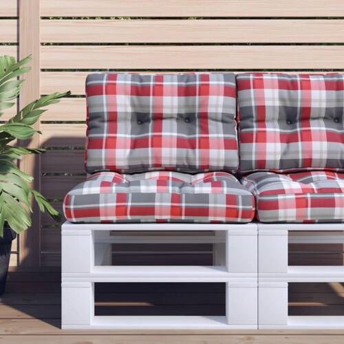 vidaXL Jastuk za palete crveni karirani 60 x 40 x 12 cm od tkanine