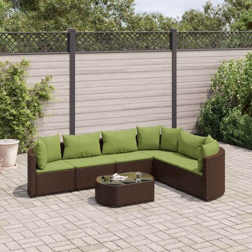vidaXL 7-dijelni set vrtnih sofa od poliratana s jastucima smeđi