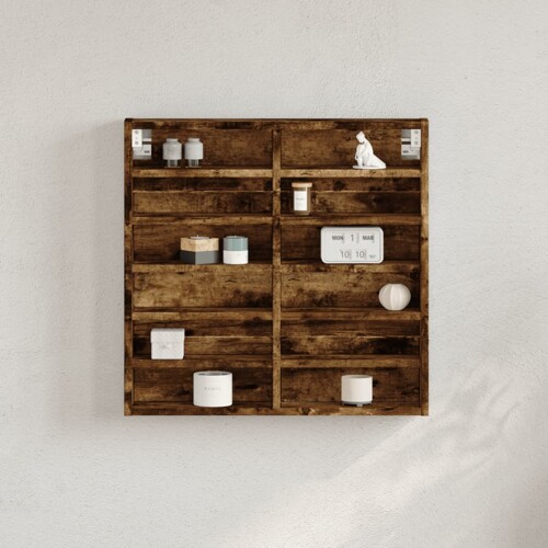 vidaXL Vitrina boja dimljenog hrasta 60x8,5x58 cm drvena