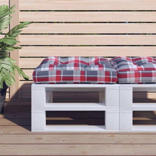 vidaXL Jastuk za palete crveni karirani 58 x 58 x 10 cm od tkanine