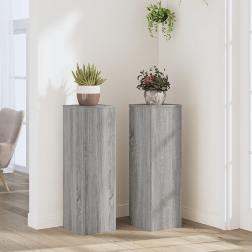 vidaXL Stalci za biljke 2 kom boja hrasta 25x25x80cm konstruirano drvo